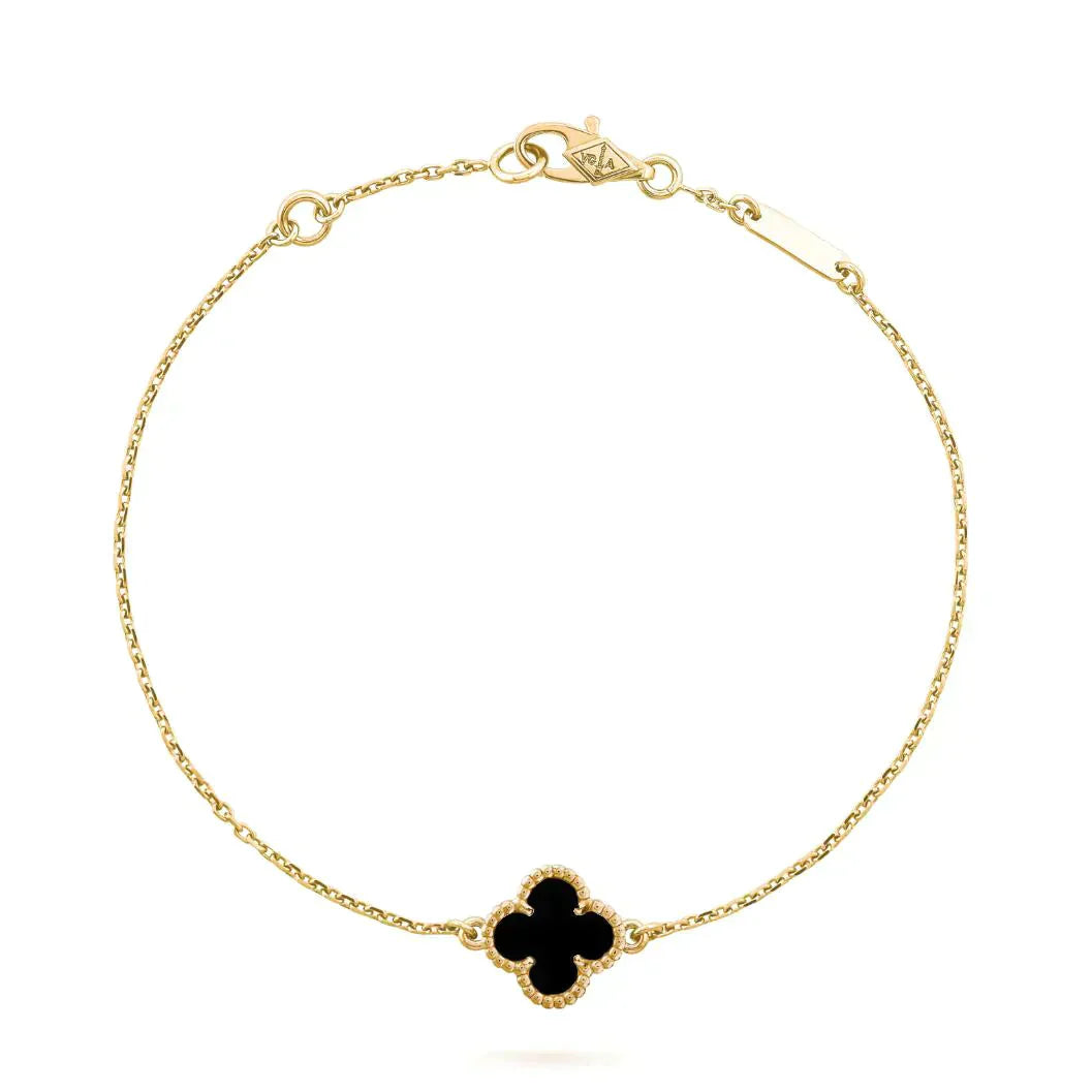 [Amore]CLOVER ONYX SINGLE FLOWER BRACELET