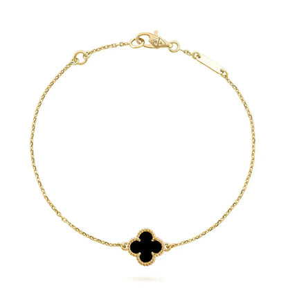 [Amore]CLOVER ONYX SINGLE FLOWER BRACELET