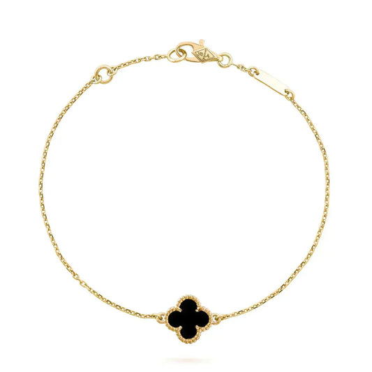 [Amore]CLOVER ONYX SINGLE FLOWER BRACELET