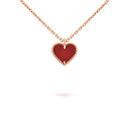 [Amore]SWEET CLOVER CARNELIAN HEART NECKLACE