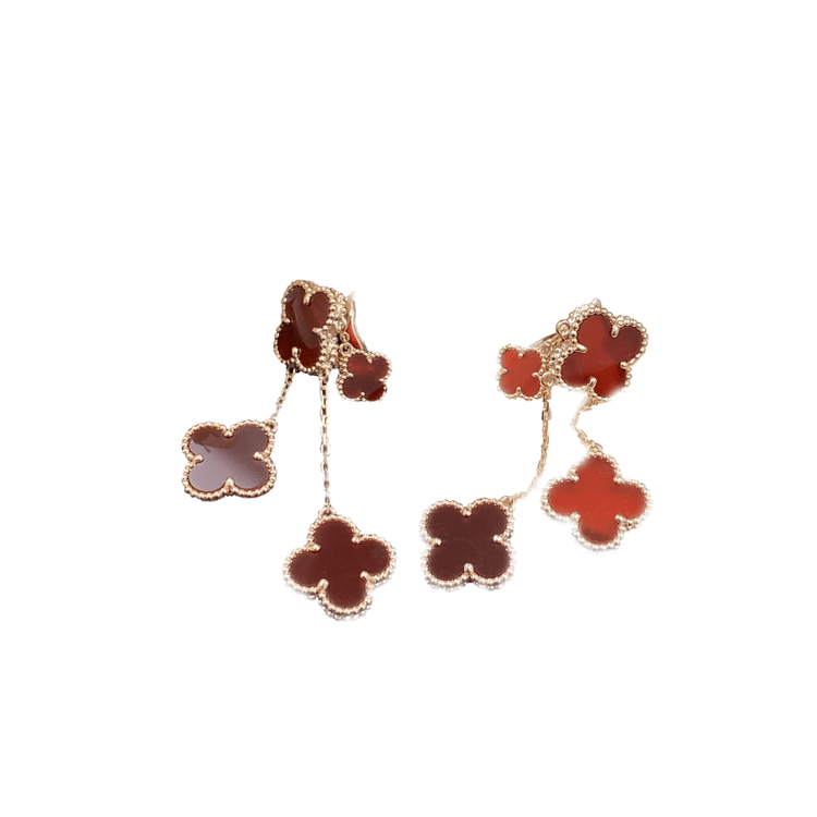 [Amore]CLOVER EARRINGS CARNELIAN 4 MOTIFS PINK GOLD
