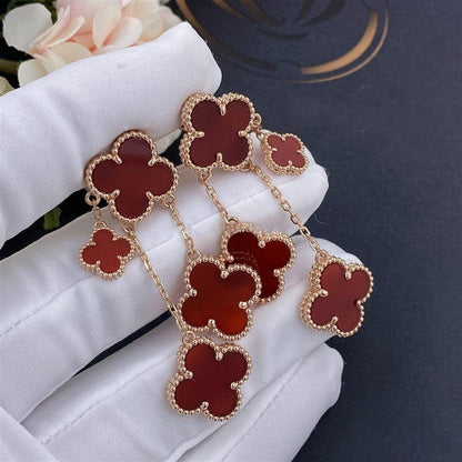 [Amore]CLOVER EARRINGS CARNELIAN 4 MOTIFS PINK GOLD