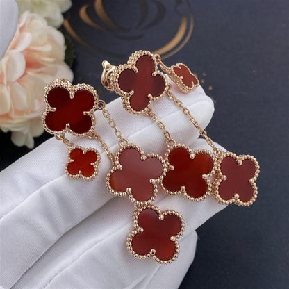 [Amore]CLOVER EARRINGS CARNELIAN 4 MOTIFS PINK GOLD