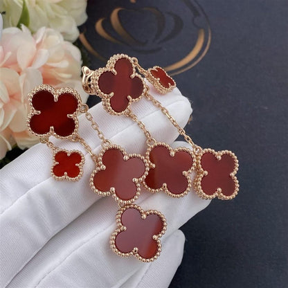 [Amore]CLOVER EARRINGS CARNELIAN 4 MOTIFS PINK GOLD