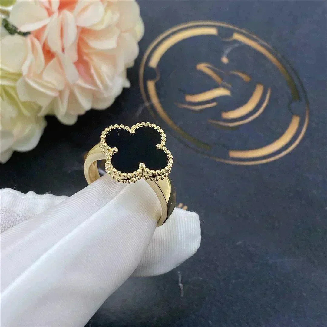 [Amore]CLOVER ONYX RING