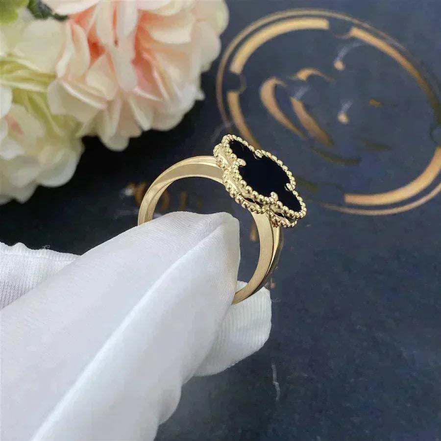 [Amore]CLOVER ONYX RING