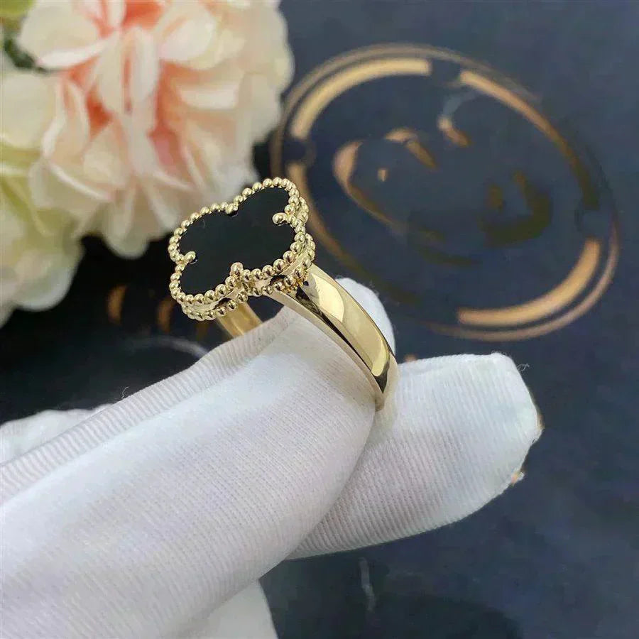 [Amore]CLOVER ONYX RING