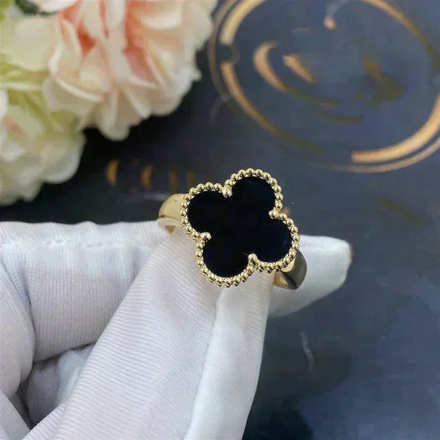 [Amore]CLOVER ONYX RING