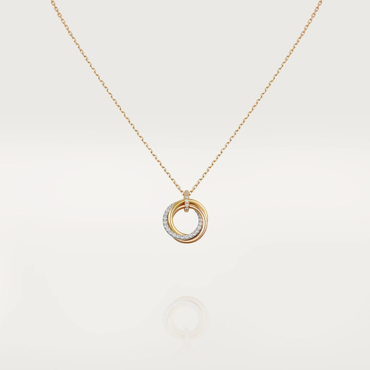[Amore]TRINITY NECKLACE SILVER GOLD PINK GOLD DIAMONDS
