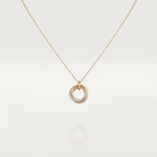 [Amore]TRINITY NECKLACE SILVER GOLD PINK GOLD DIAMONDS