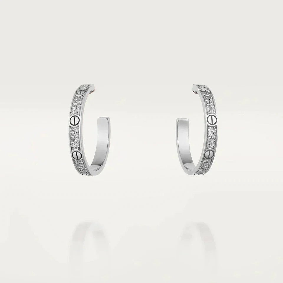 [Amore]LOVE EARRINGS 3.6MM DIAMOND PAVED
