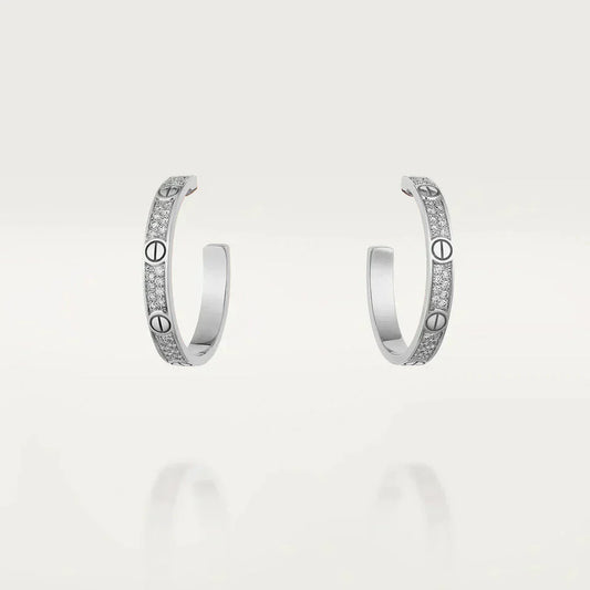 [Amore]LOVE DIAMOND SILVER HOOP EARRINGS