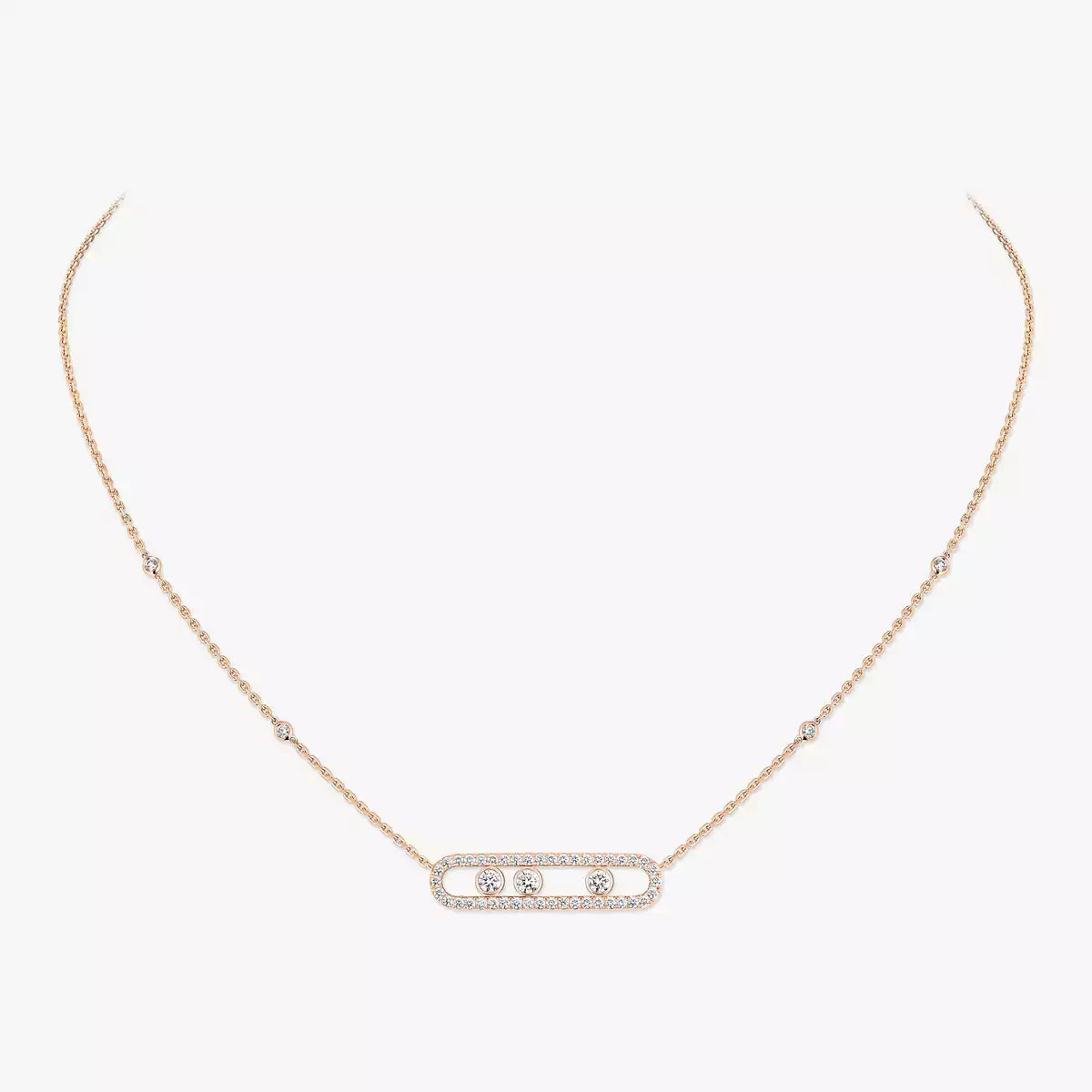 [Amore] Move Pave_ Rose Gold Diamond Necklace