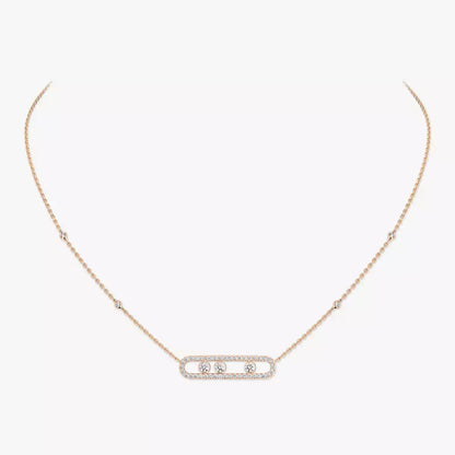 [Amore] Move Pave_ Rose Gold Diamond Necklace