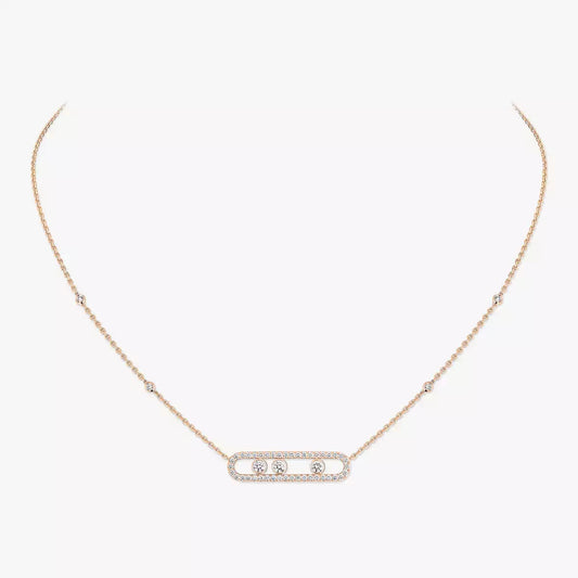 [Amore] Move Pave_ Rose Gold Diamond Necklace