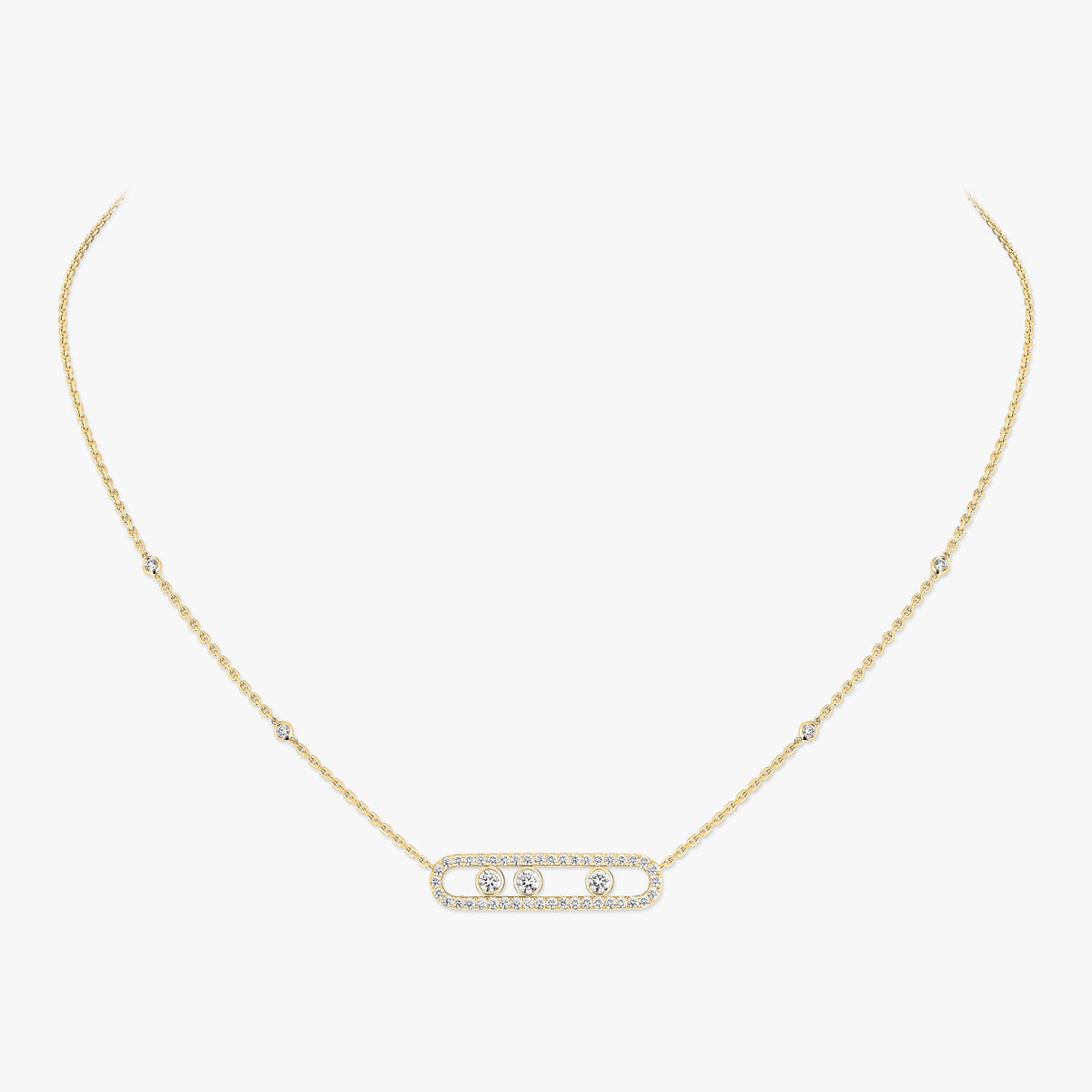 [Amore] Move Pave_ Rose Gold Diamond Necklace