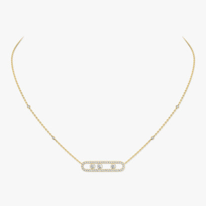 [Amore] Move Pave_ Rose Gold Diamond Necklace
