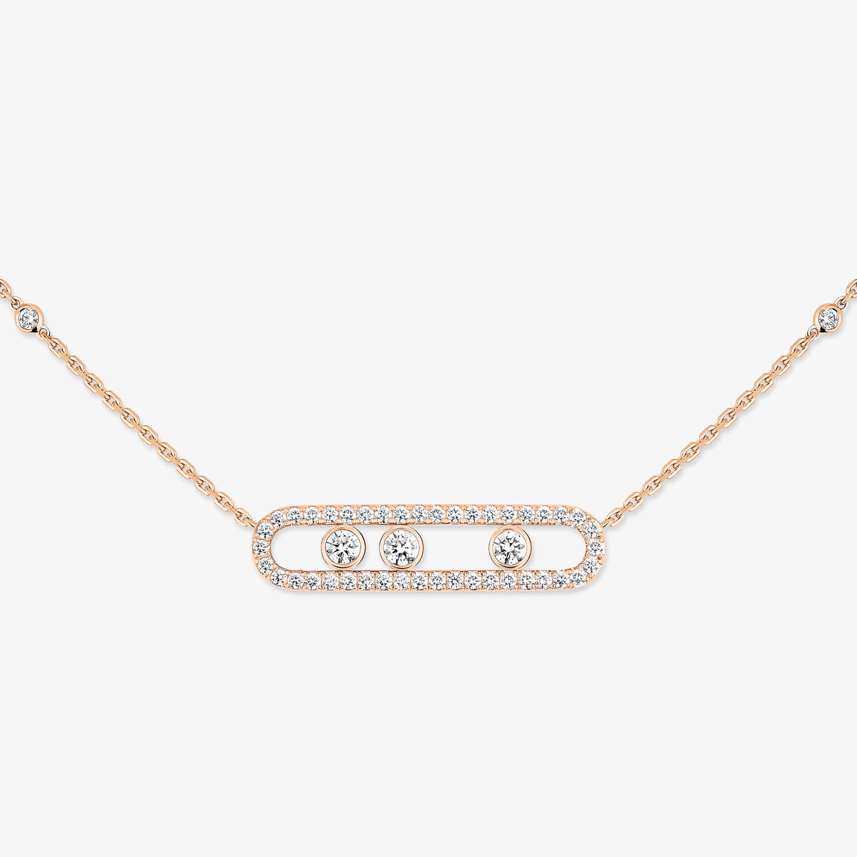 [Amore] Move Pave_ Rose Gold Diamond Necklace