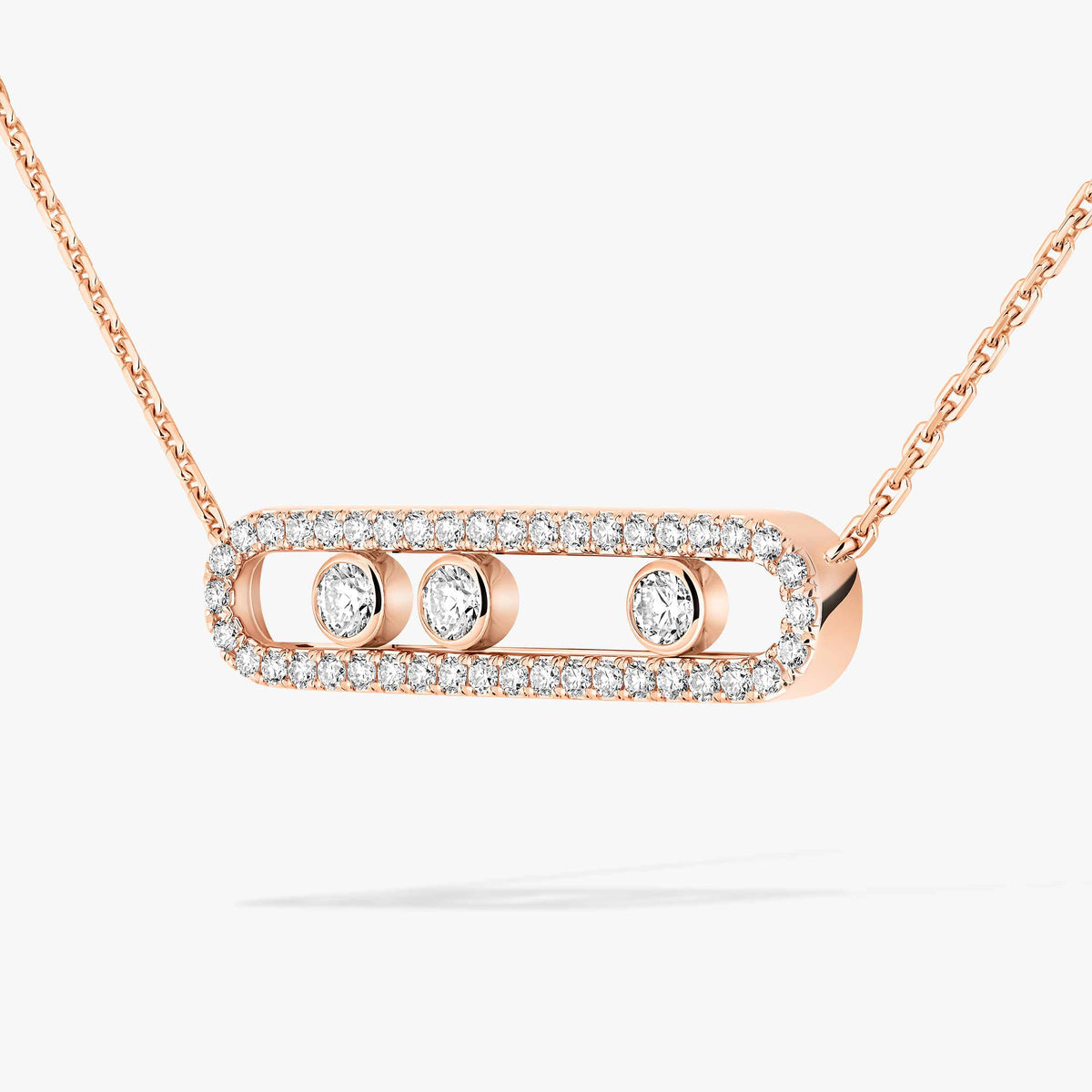 [Amore] Move Pave_ Rose Gold Diamond Necklace