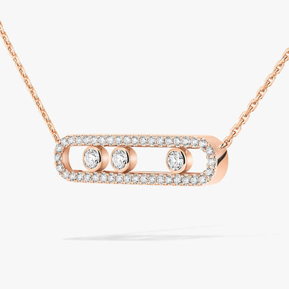 [Amore] Move Pave_ Rose Gold Diamond Necklace