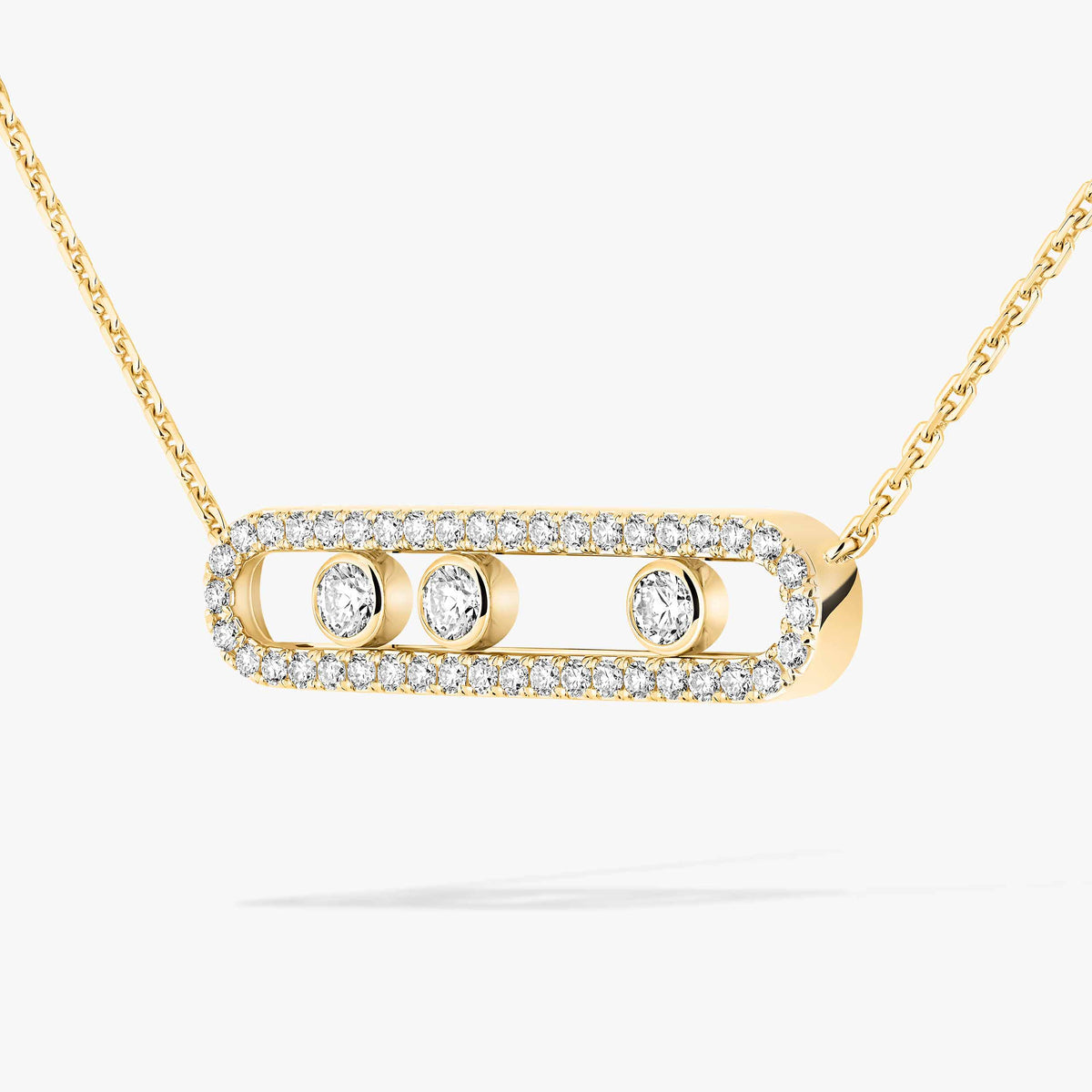 [Amore] Move Pave_ Rose Gold Diamond Necklace