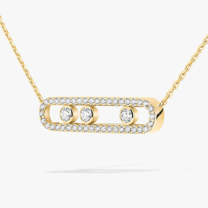 [Amore] Move Pave_ Rose Gold Diamond Necklace