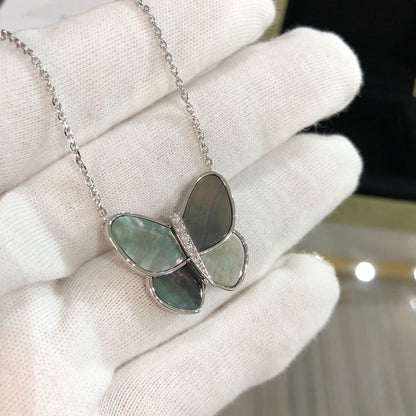 [Amore]LARGE BUTTERFLY SILVER PENDANT DIAMOND NECKLACE