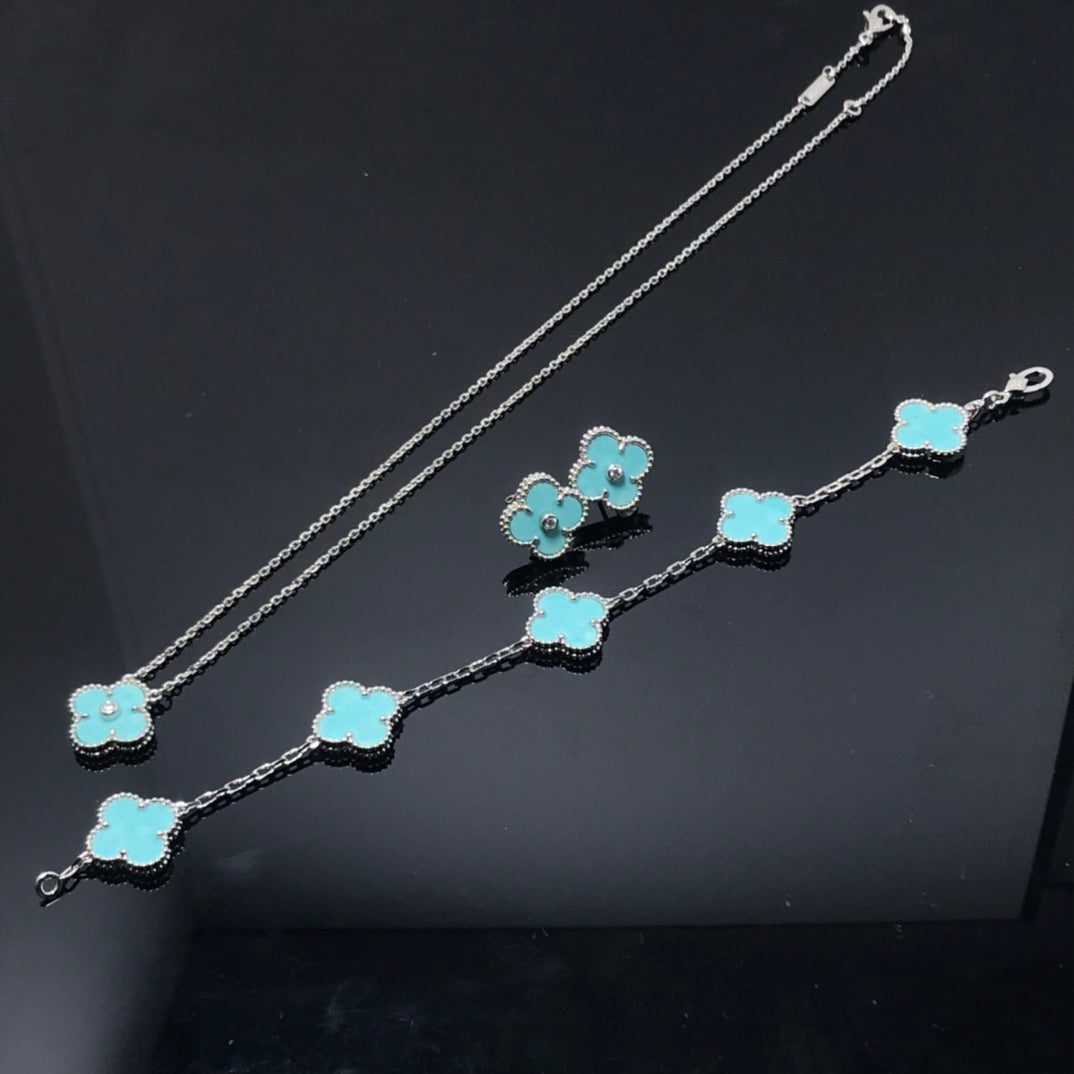 [Amore]CLOVER 1 DIAMOND BLUE SKY SILVER EARRINGS