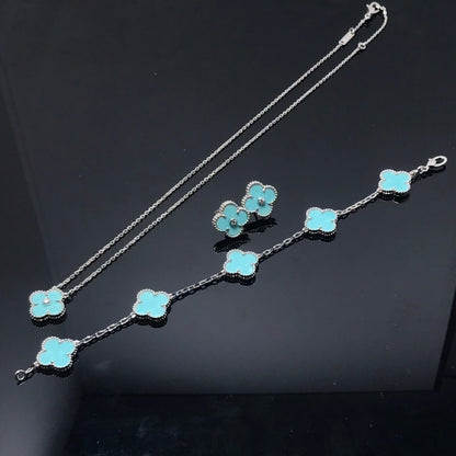 [Amore]CLOVER 1 DIAMOND BLUE SKY SILVER EARRINGS