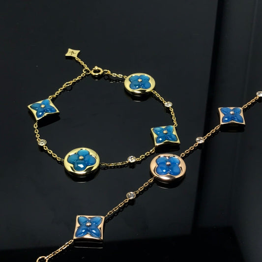 [Amore]STAR AND SUN 4 MOTIF BLUE BRACELET