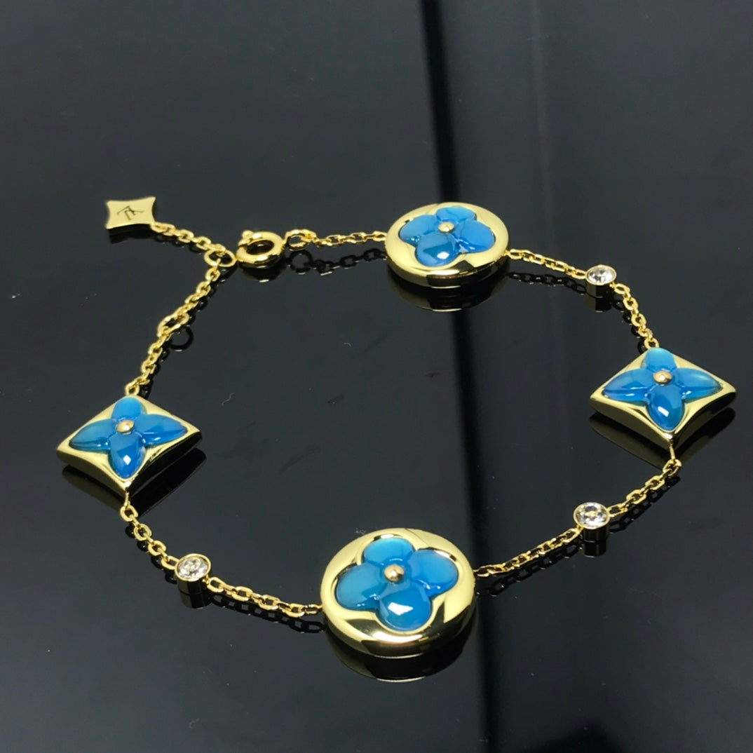 [Amore]STAR AND SUN 4 MOTIF BLUE BRACELET