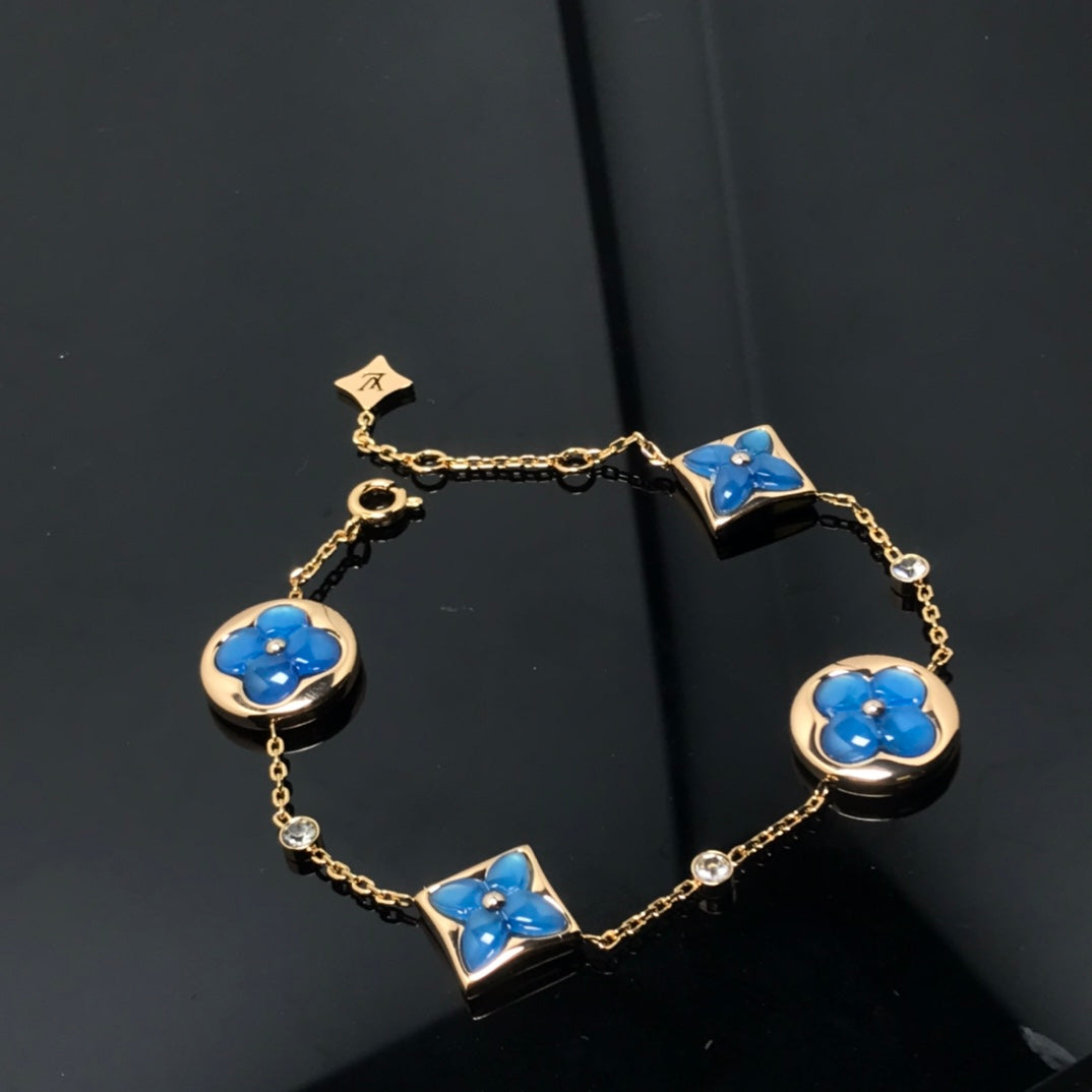 [Amore]STAR AND SUN 4 MOTIF BLUE BRACELET