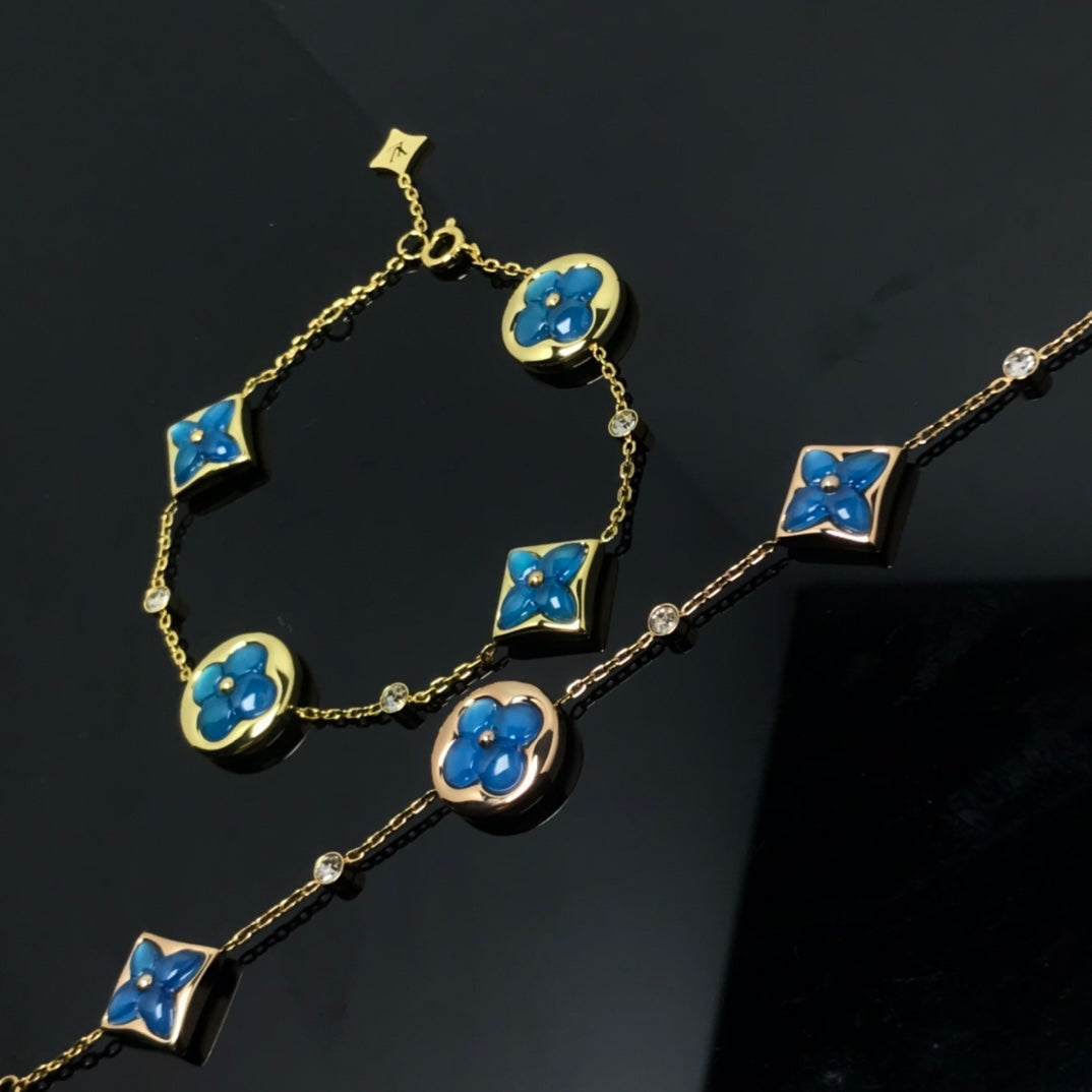 [Amore]STAR AND SUN 4 MOTIF BLUE BRACELET