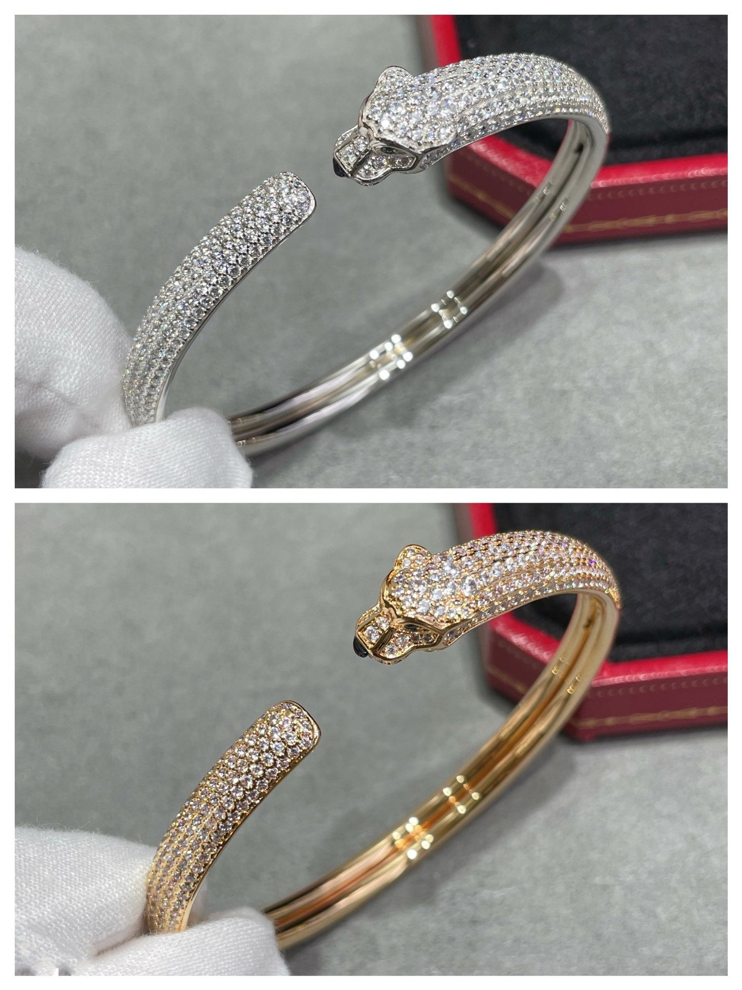 [Amore]PANTHERE FULL DIAMOND OPEN BRACELET