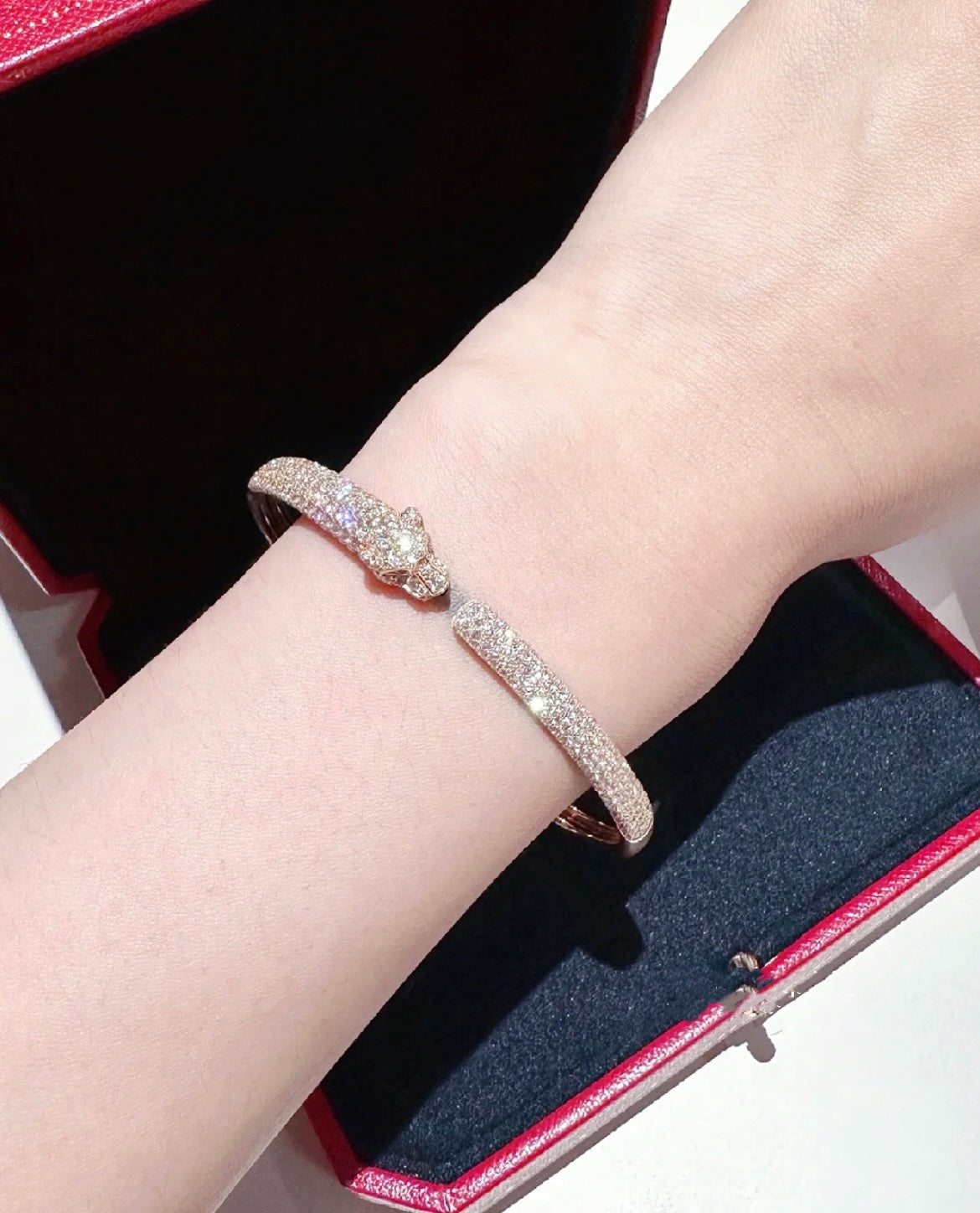 [Amore]PANTHERE FULL DIAMOND OPEN BRACELET
