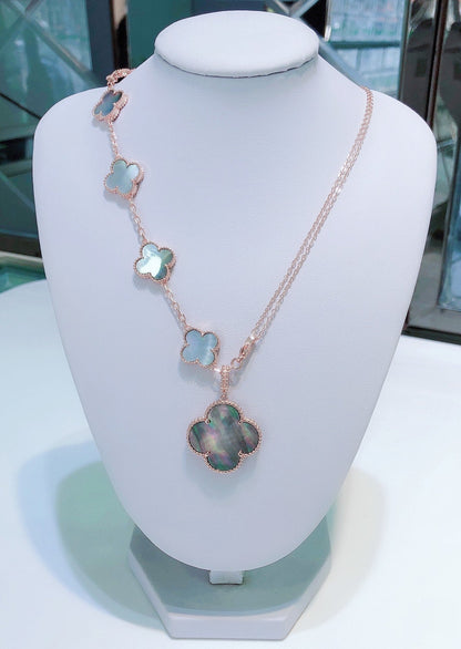 [Amore]COMBINED BRACELET 5 MOTIFS AND NECKLACE DARK MOP ROSE GOLD