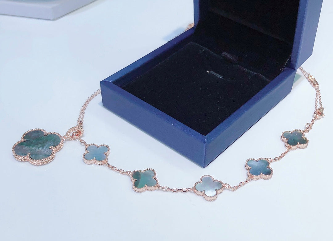 [Amore]COMBINED BRACELET 5 MOTIFS AND NECKLACE DARK MOP ROSE GOLD