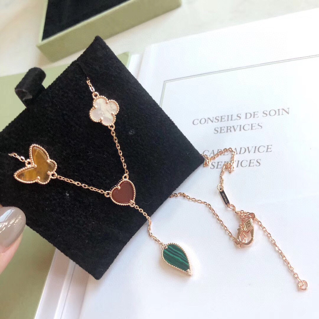 [Amore]LUCKY SPRING 4 MOTIFS ROSE GOLD NECKLACE