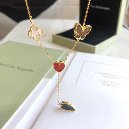 [Amore]LUCKY SPRING 4 MOTIFS ROSE GOLD NECKLACE