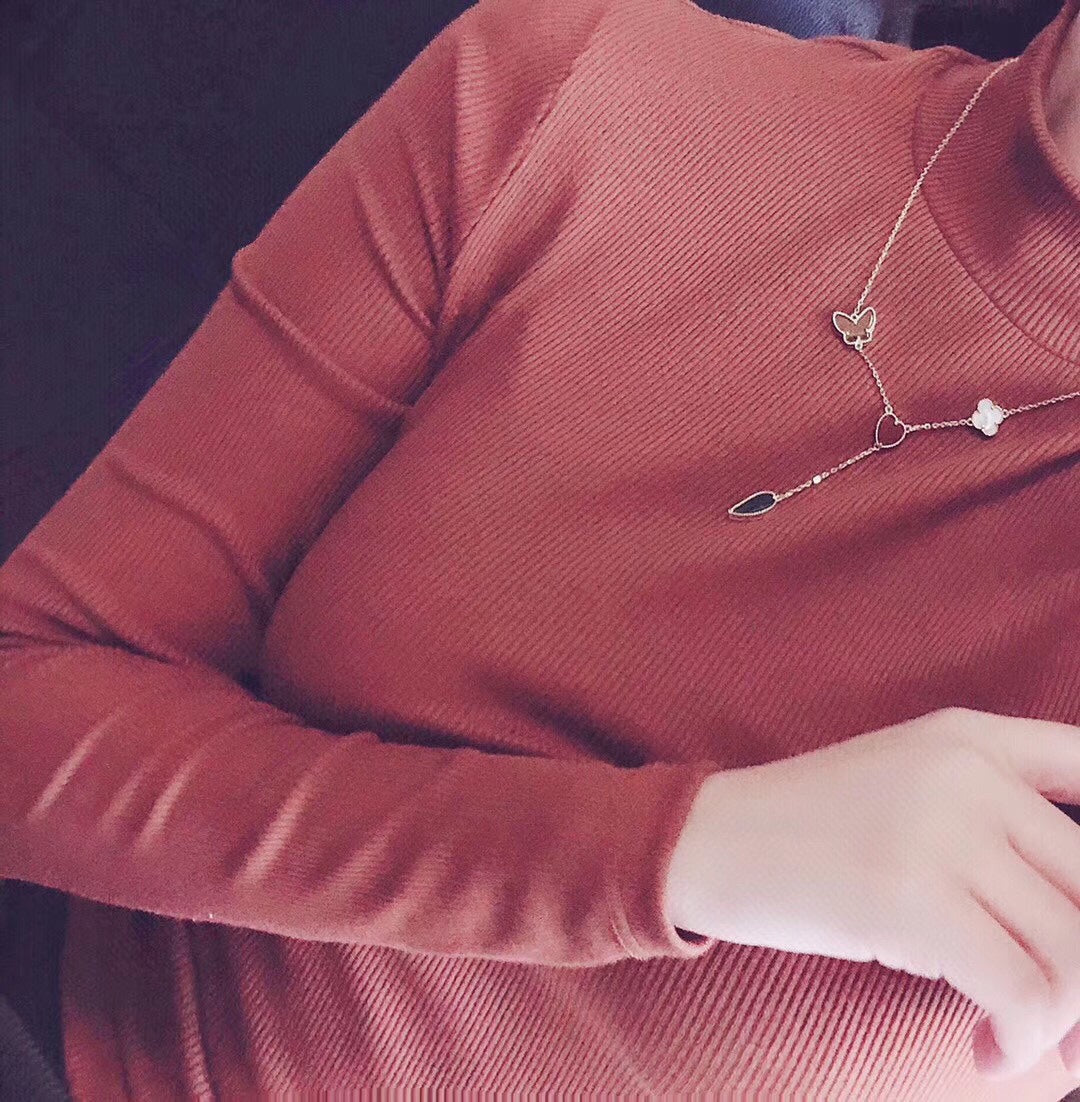 [Amore]LUCKY SPRING 4 MOTIFS ROSE GOLD NECKLACE