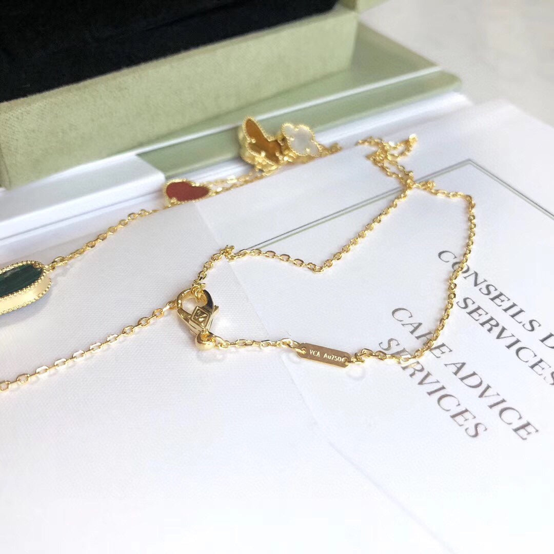 [Amore]LUCKY SPRING 4 MOTIFS ROSE GOLD NECKLACE