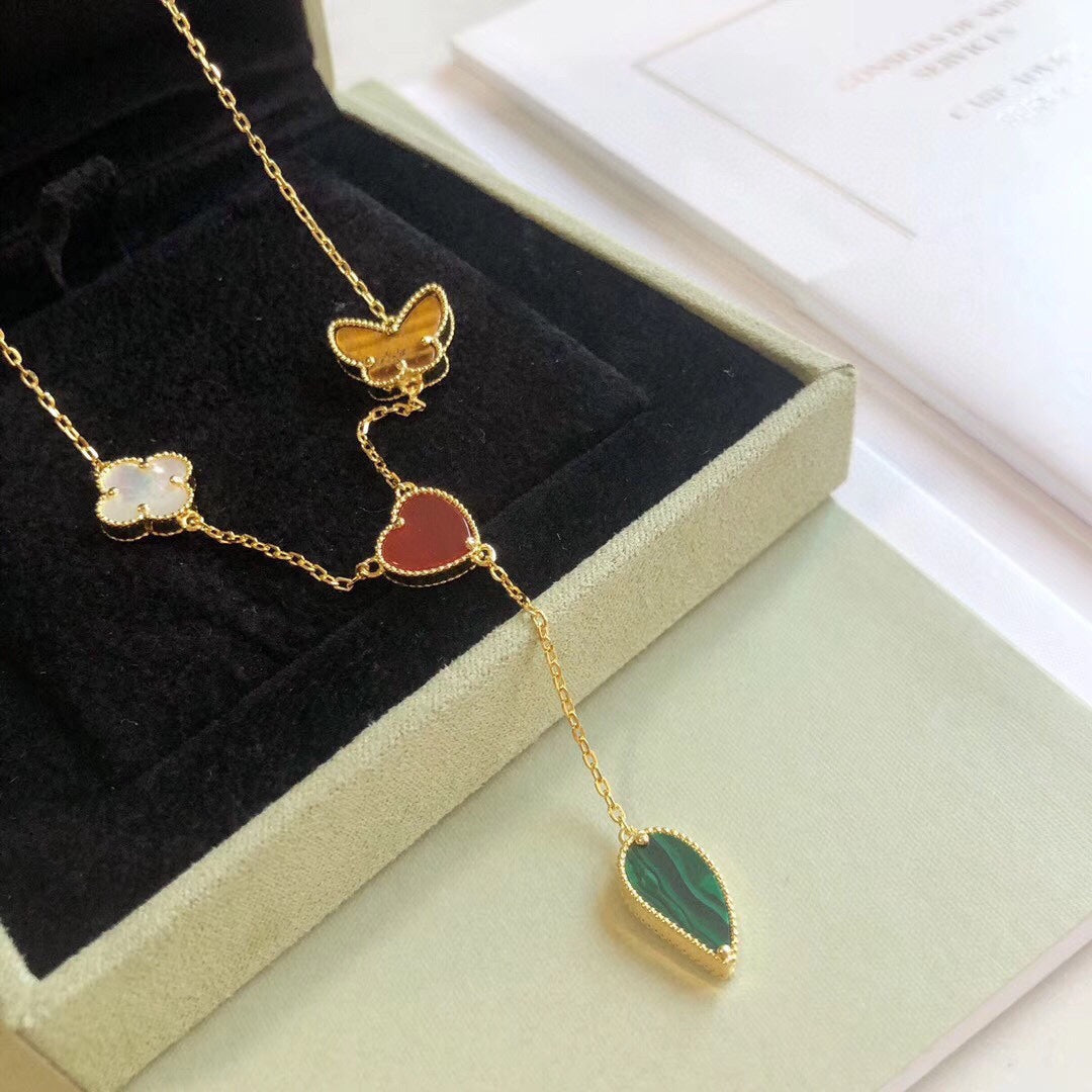 [Amore]LUCKY SPRING 4 MOTIFS ROSE GOLD NECKLACE