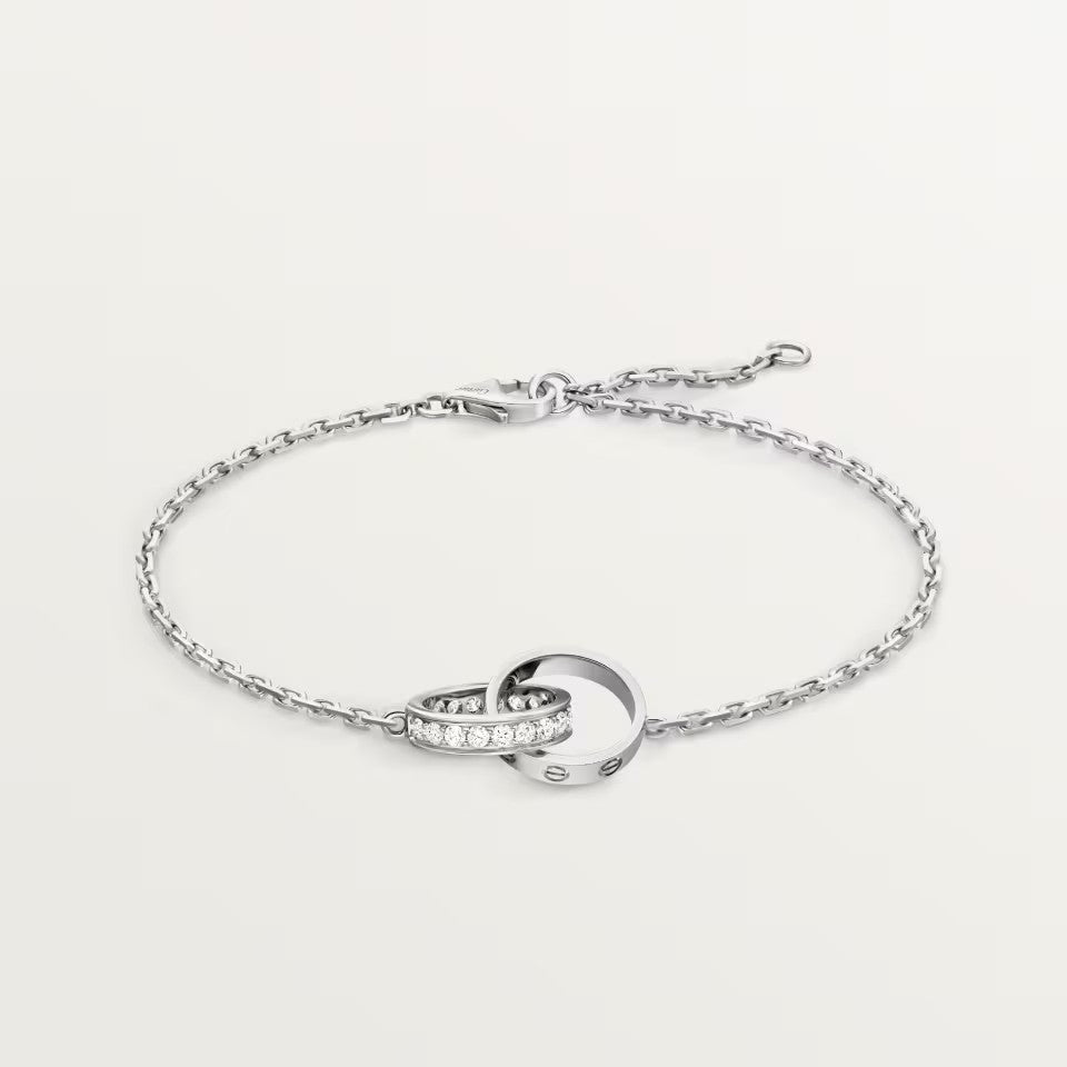 [Amore]LOVE DOUBLE RING HALF DIAMOND BRACELET