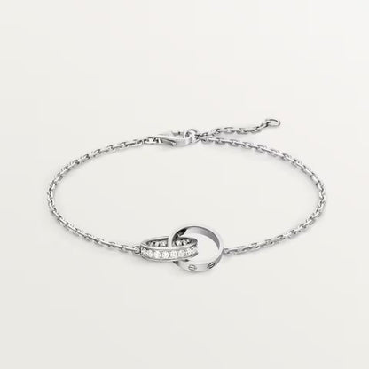 [Amore]LOVE DOUBLE RING HALF DIAMOND BRACELET