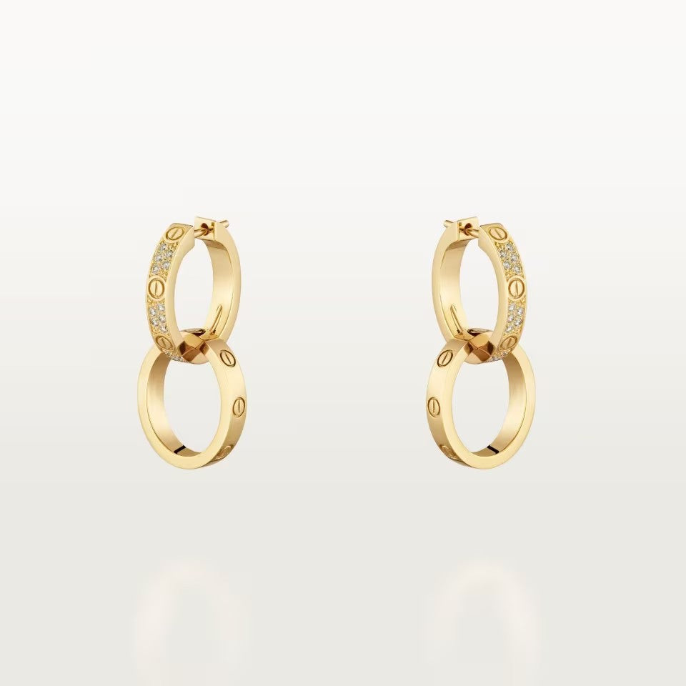 [Amore]LOVE 3.3MM DANGLE HALF DIAMOND EARRINGS