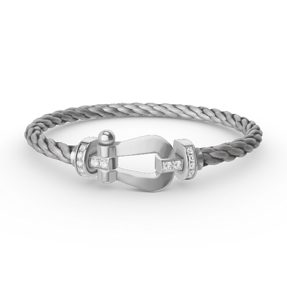 [Amore]FORCE LARGE HORSESHOE HALF DIAMOND BRACELET SILVER