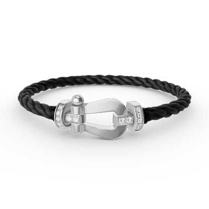 [Amore]FORCE LARGE HORSESHOE HALF DIAMOND BRACELET SILVER