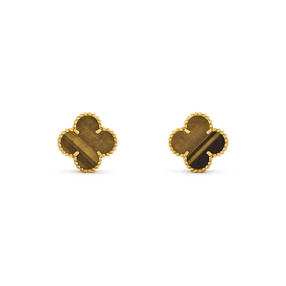 [Amore]CLOVER MEDIUM 1 MOTIFS TIGER EYE EARRINGS