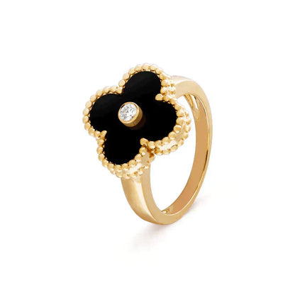 [Amore]CLOVER ONYX RING GOLD DIAMOND