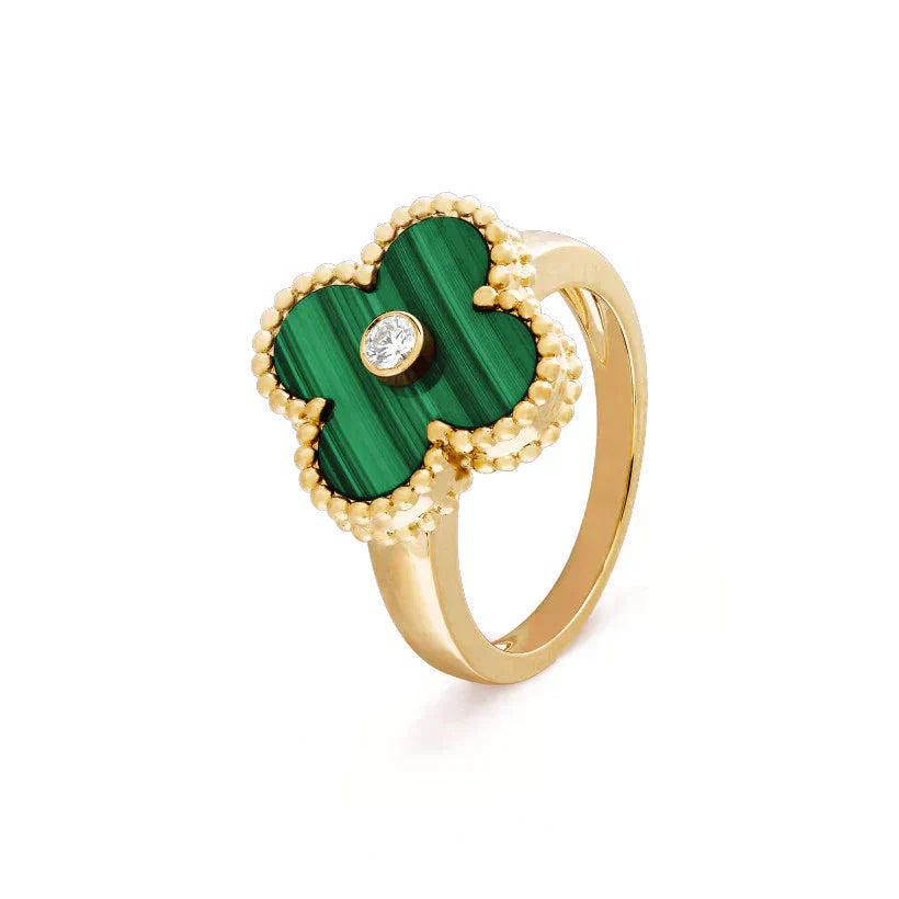 [Amore]CLOVER MALACHITE RING GOLD DIAMOND